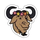 GNU Mascot with Floral Wreath