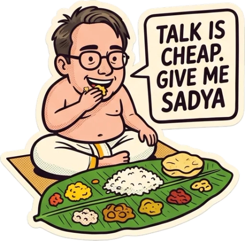 Talk is cheap. Give me Sadya.